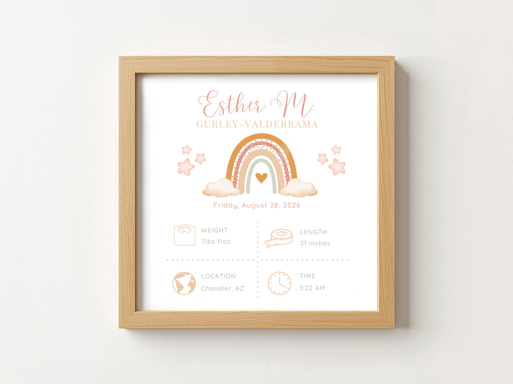 Personalized Baby Birth Announcement Frame